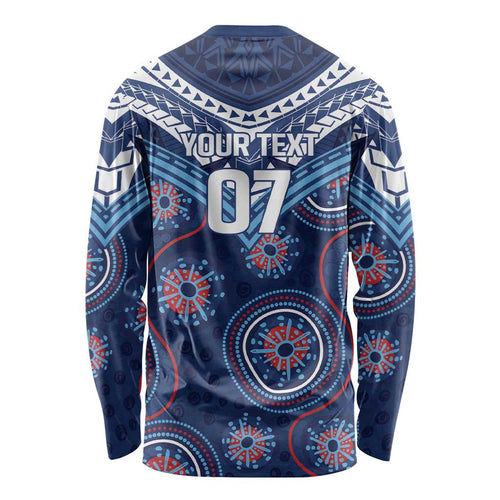 Personalized Australia NSW Blues Long Sleeve Shirt Indigenous Aboriginal Mix Polynesian Motifs