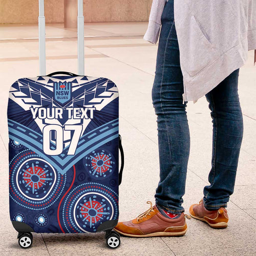 Personalized Australia NSW Blues Luggage Cover Indigenous Aboriginal Mix Polynesian Motifs
