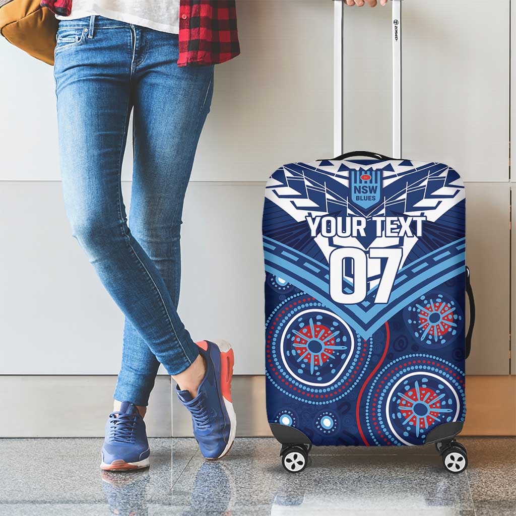Personalized Australia NSW Blues Luggage Cover Indigenous Aboriginal Mix Polynesian Motifs