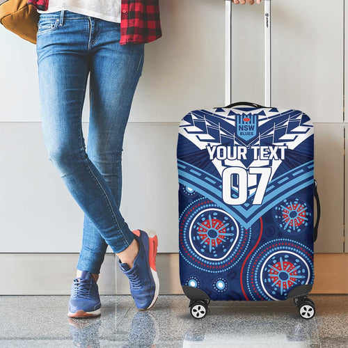 Personalized Australia NSW Blues Luggage Cover Indigenous Aboriginal Mix Polynesian Motifs