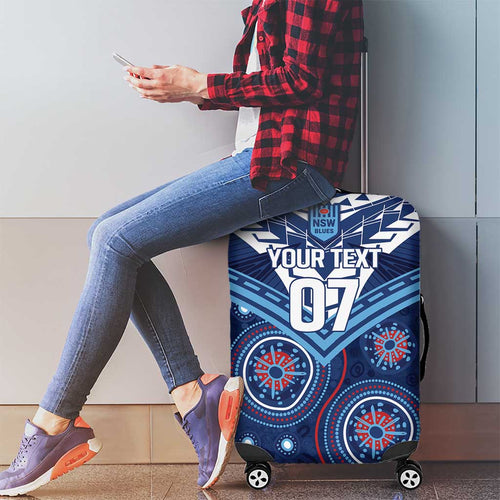 Personalized Australia NSW Blues Luggage Cover Indigenous Aboriginal Mix Polynesian Motifs