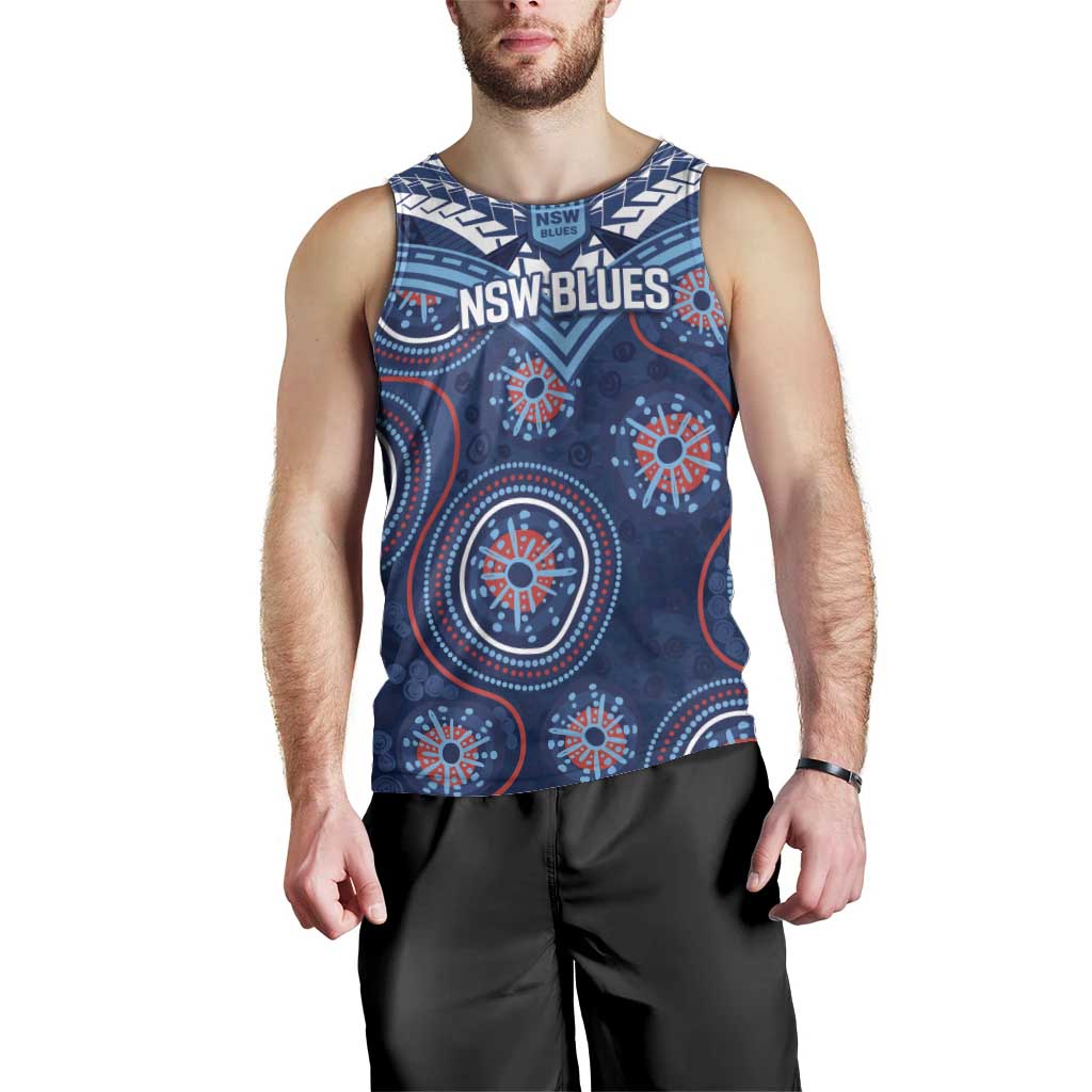 Personalized Australia NSW Blues Men Tank Top Indigenous Aboriginal Mix Polynesian Motifs