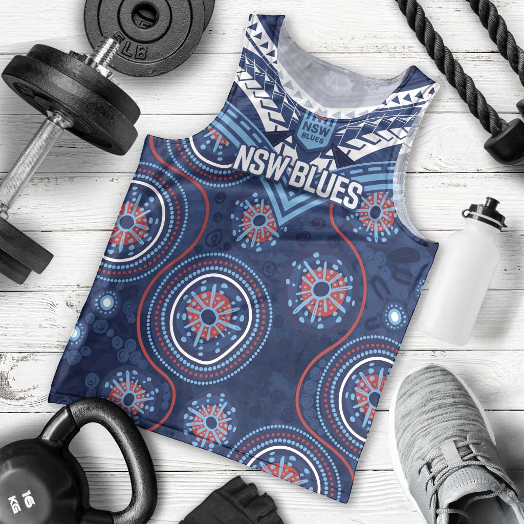 Personalized Australia NSW Blues Men Tank Top Indigenous Aboriginal Mix Polynesian Motifs