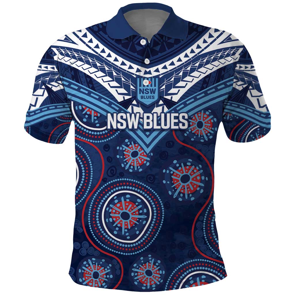 Personalized Australia NSW Blues Polo Shirt Indigenous Aboriginal Mix Polynesian Motifs