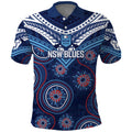 Personalized Australia NSW Blues Polo Shirt Indigenous Aboriginal Mix Polynesian Motifs