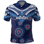 Personalized Australia NSW Blues Polo Shirt Indigenous Aboriginal Mix Polynesian Motifs