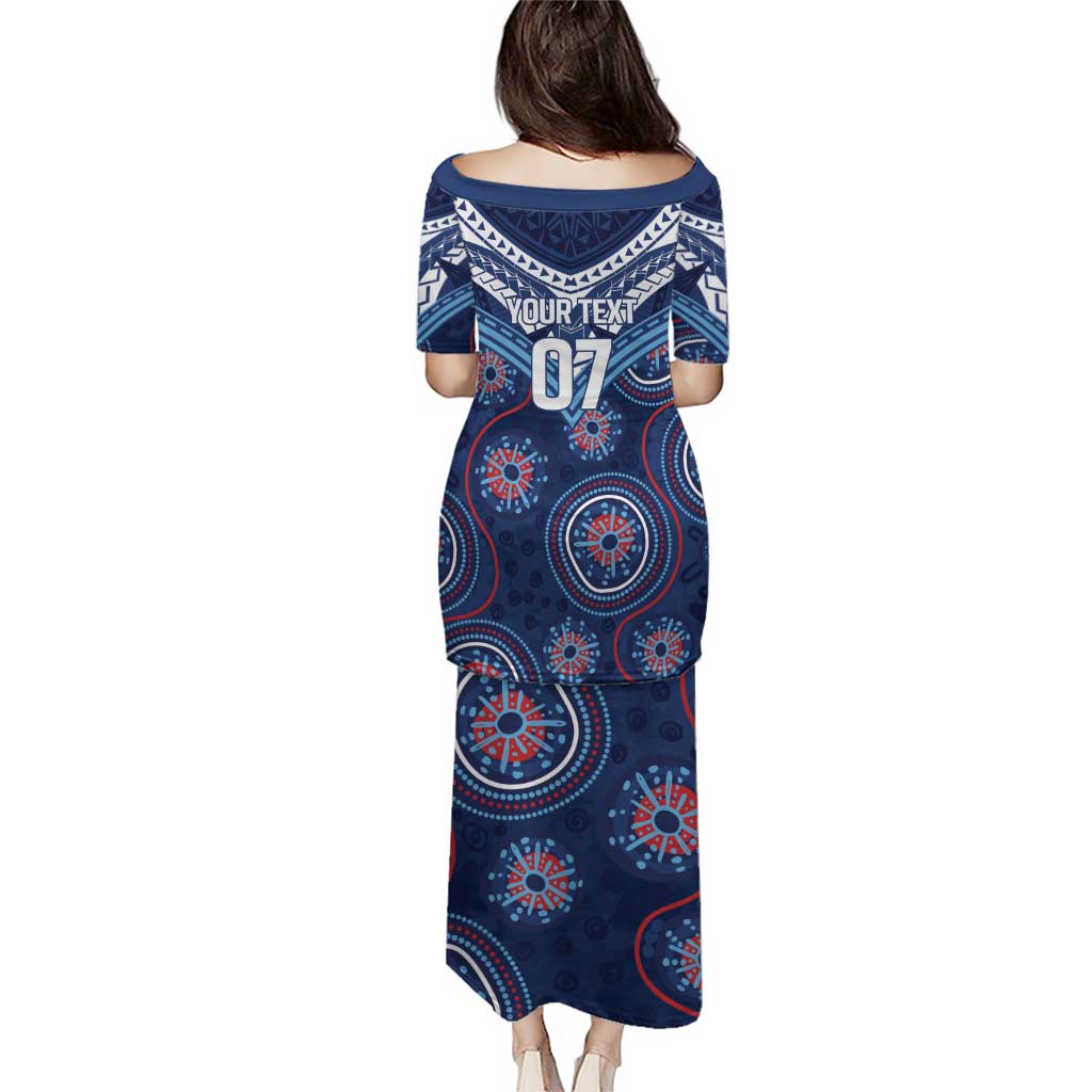 Personalized Australia NSW Blues Puletasi Indigenous Aboriginal Mix Polynesian Motifs