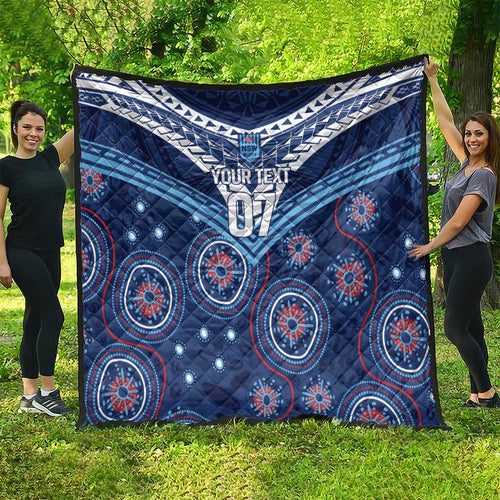 Personalized Australia NSW Blues Quilt Indigenous Aboriginal Mix Polynesian Motifs
