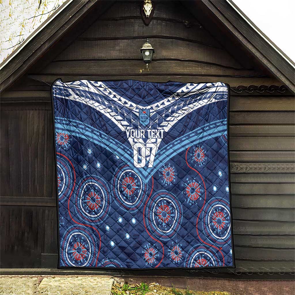Personalized Australia NSW Blues Quilt Indigenous Aboriginal Mix Polynesian Motifs