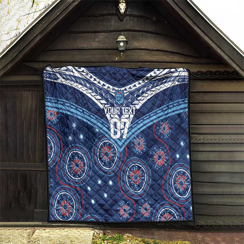 Personalized Australia NSW Blues Quilt Indigenous Aboriginal Mix Polynesian Motifs