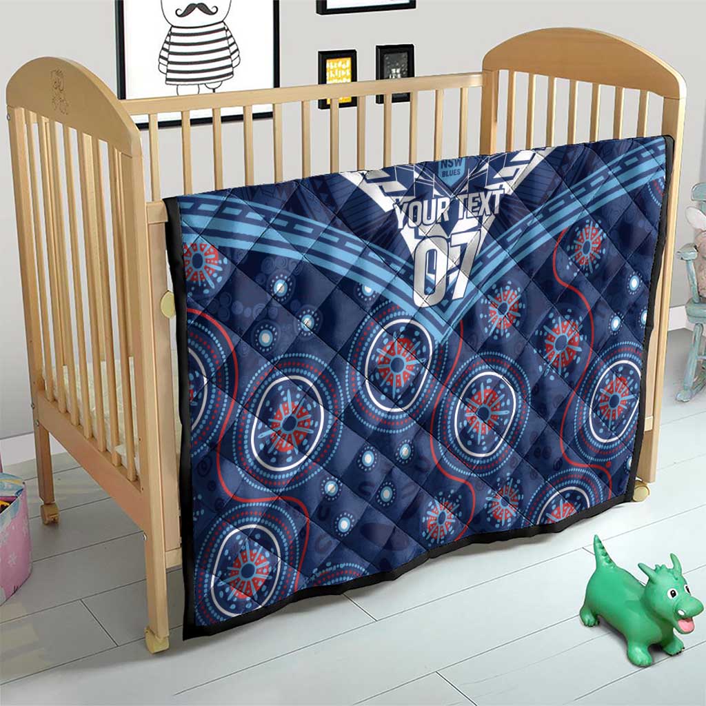 Personalized Australia NSW Blues Quilt Indigenous Aboriginal Mix Polynesian Motifs