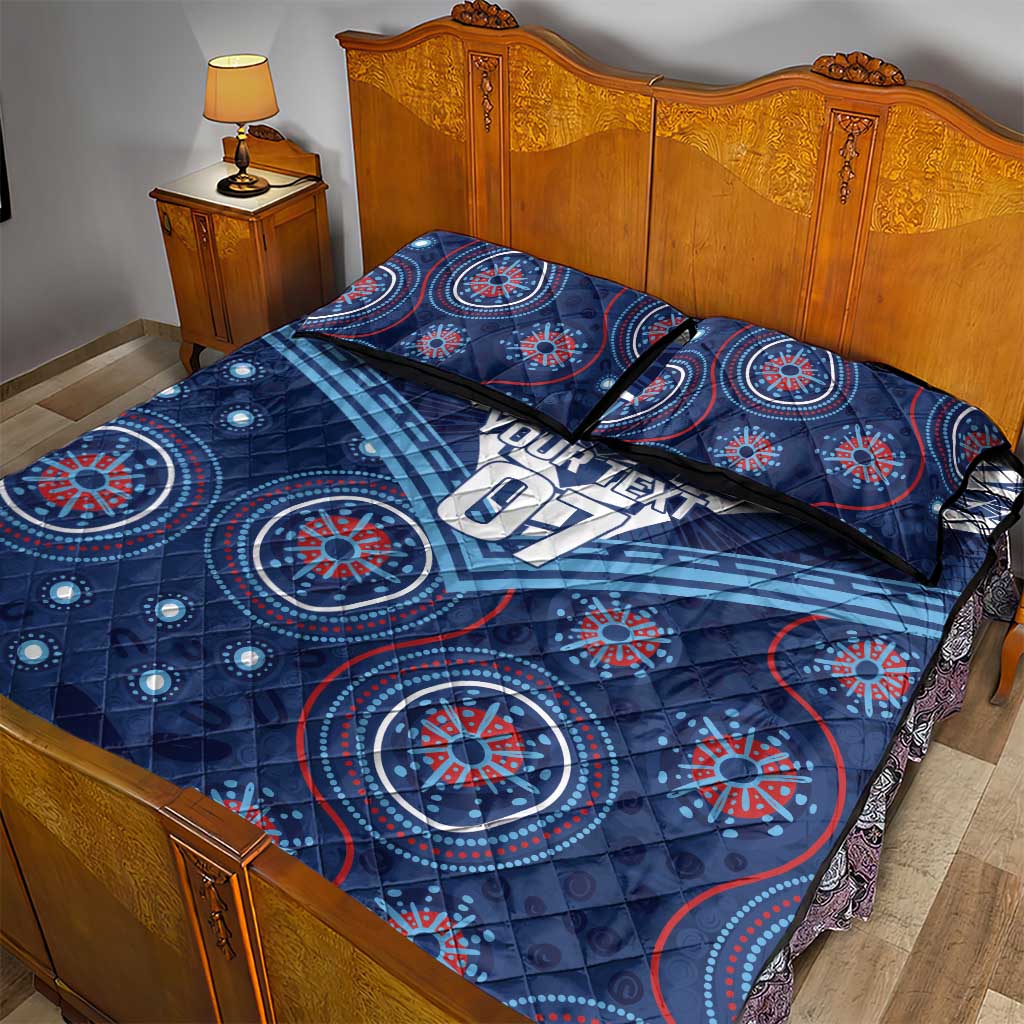 Personalized Australia NSW Blues Quilt Bed Set Indigenous Aboriginal Mix Polynesian Motifs