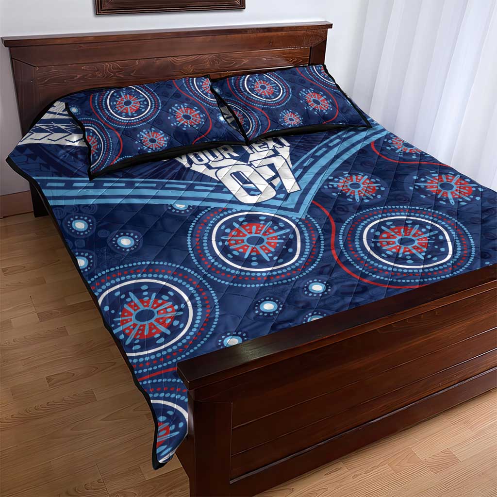Personalized Australia NSW Blues Quilt Bed Set Indigenous Aboriginal Mix Polynesian Motifs