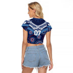 Personalized Australia NSW Blues Raglan Cropped T Shirt Indigenous Aboriginal Mix Polynesian Motifs