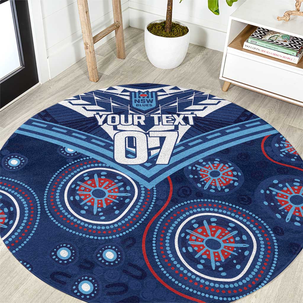 Personalized Australia NSW Blues Round Carpet Indigenous Aboriginal Mix Polynesian Motifs