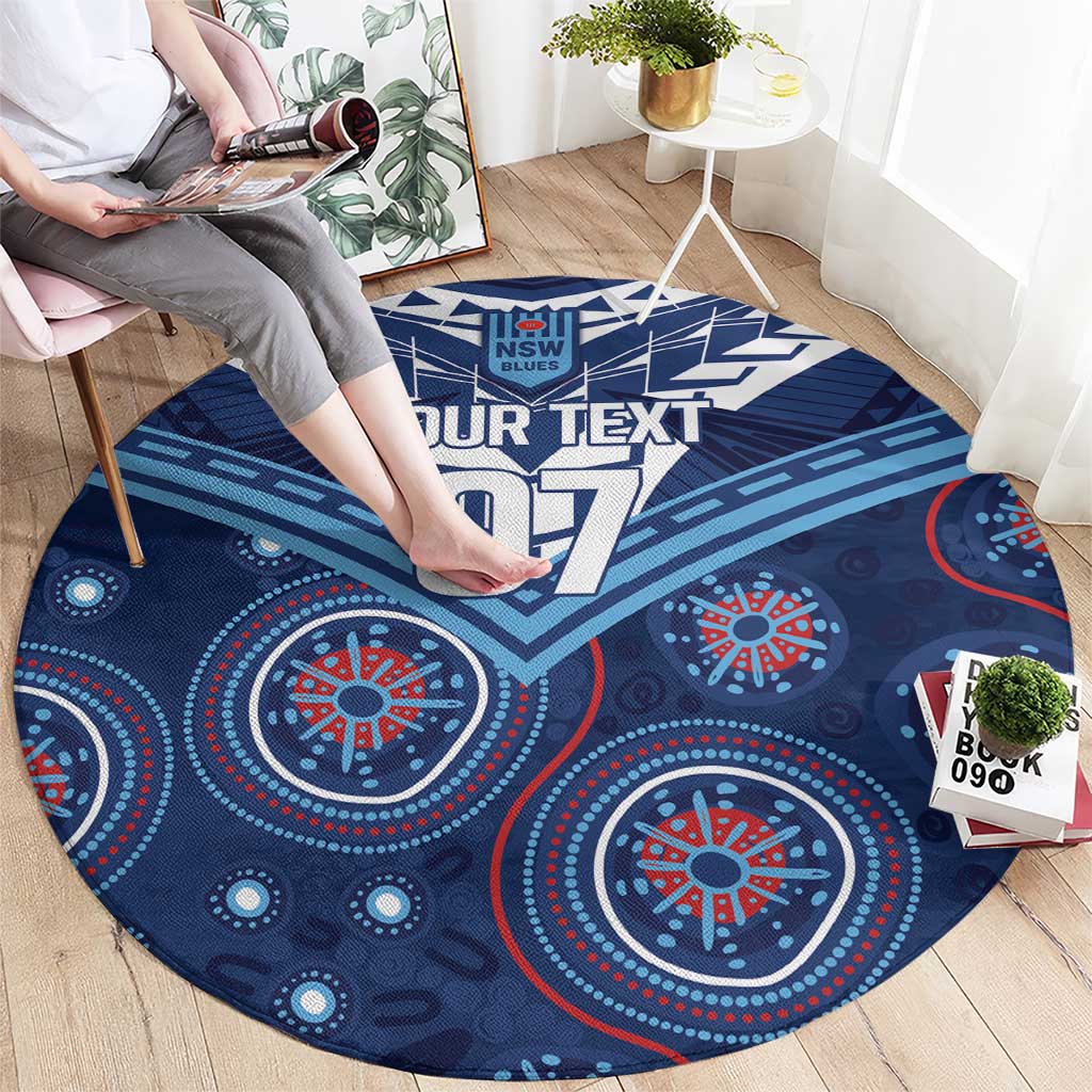 Personalized Australia NSW Blues Round Carpet Indigenous Aboriginal Mix Polynesian Motifs