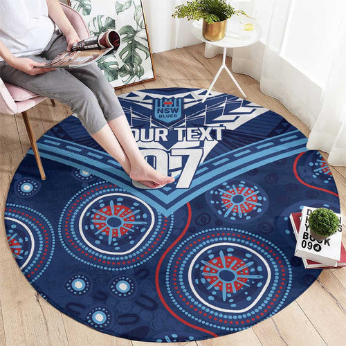 Personalized Australia NSW Blues Round Carpet Indigenous Aboriginal Mix Polynesian Motifs