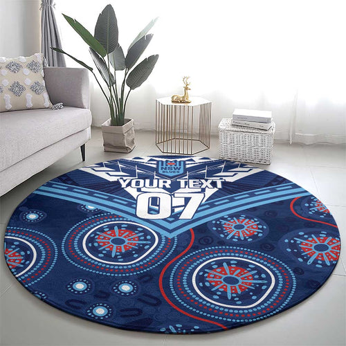Personalized Australia NSW Blues Round Carpet Indigenous Aboriginal Mix Polynesian Motifs