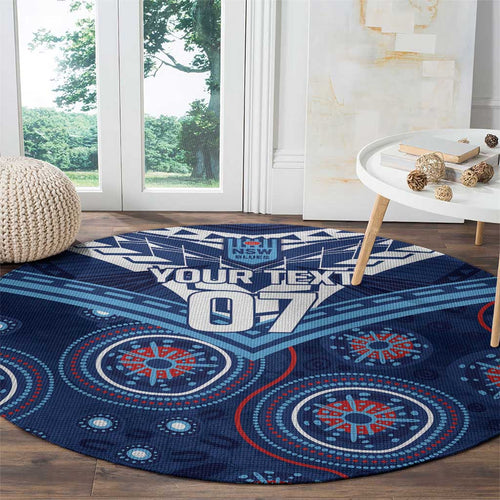 Personalized Australia NSW Blues Round Carpet Indigenous Aboriginal Mix Polynesian Motifs