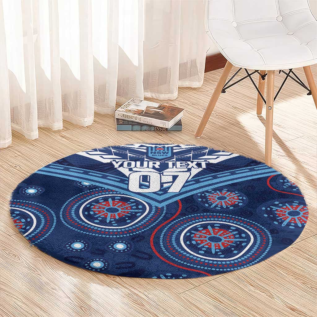 Personalized Australia NSW Blues Round Carpet Indigenous Aboriginal Mix Polynesian Motifs