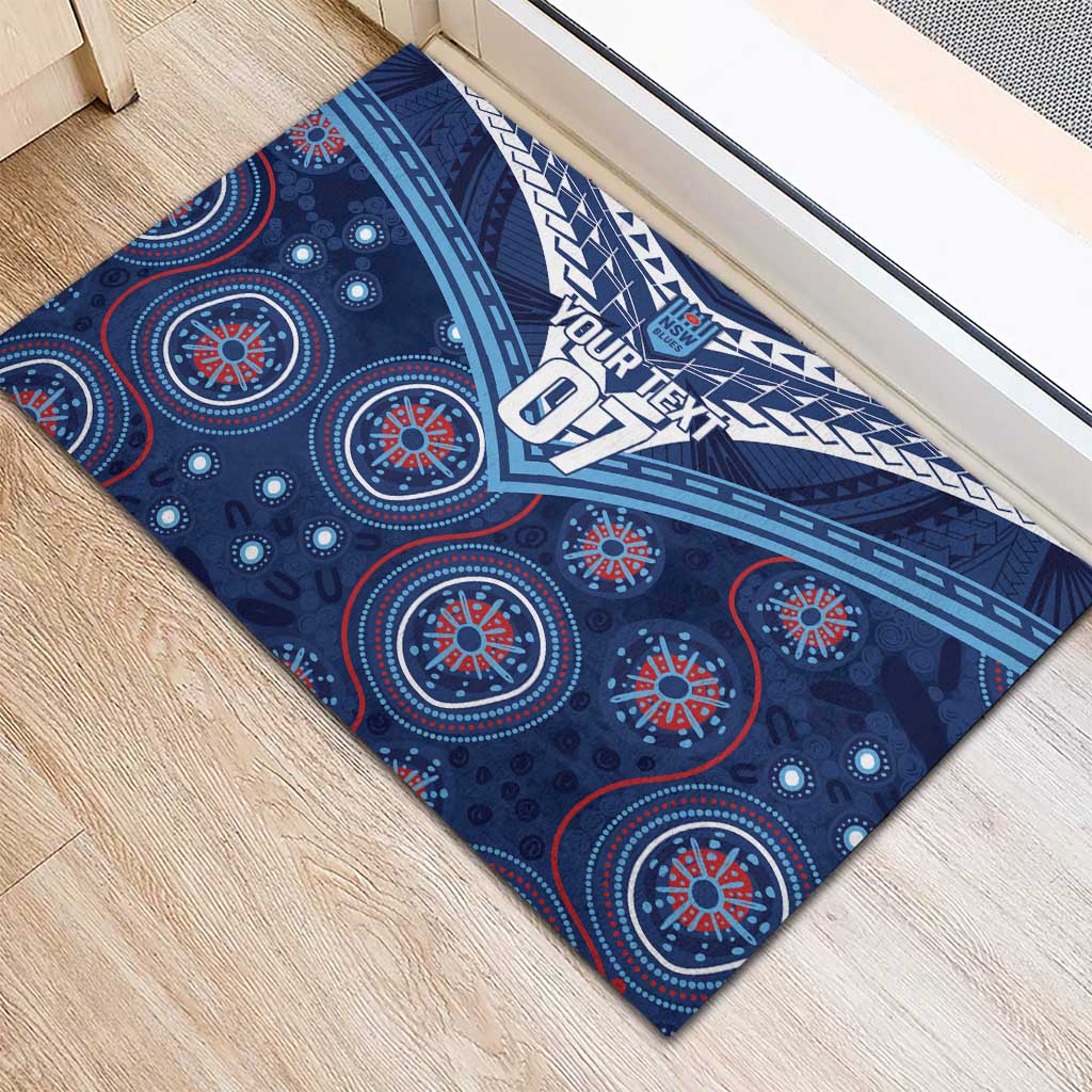 Personalized Australia NSW Blues Rubber Doormat Indigenous Aboriginal Mix Polynesian Motifs