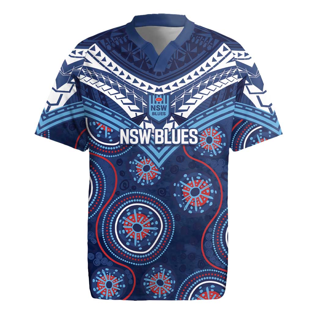 Personalized Australia NSW Blues Rugby Jersey Indigenous Aboriginal Mix Polynesian Motifs