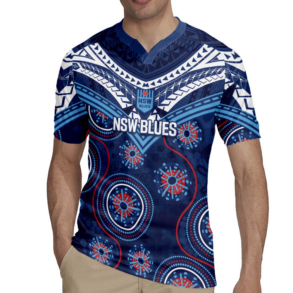 Personalized Australia NSW Blues Rugby Jersey Indigenous Aboriginal Mix Polynesian Motifs