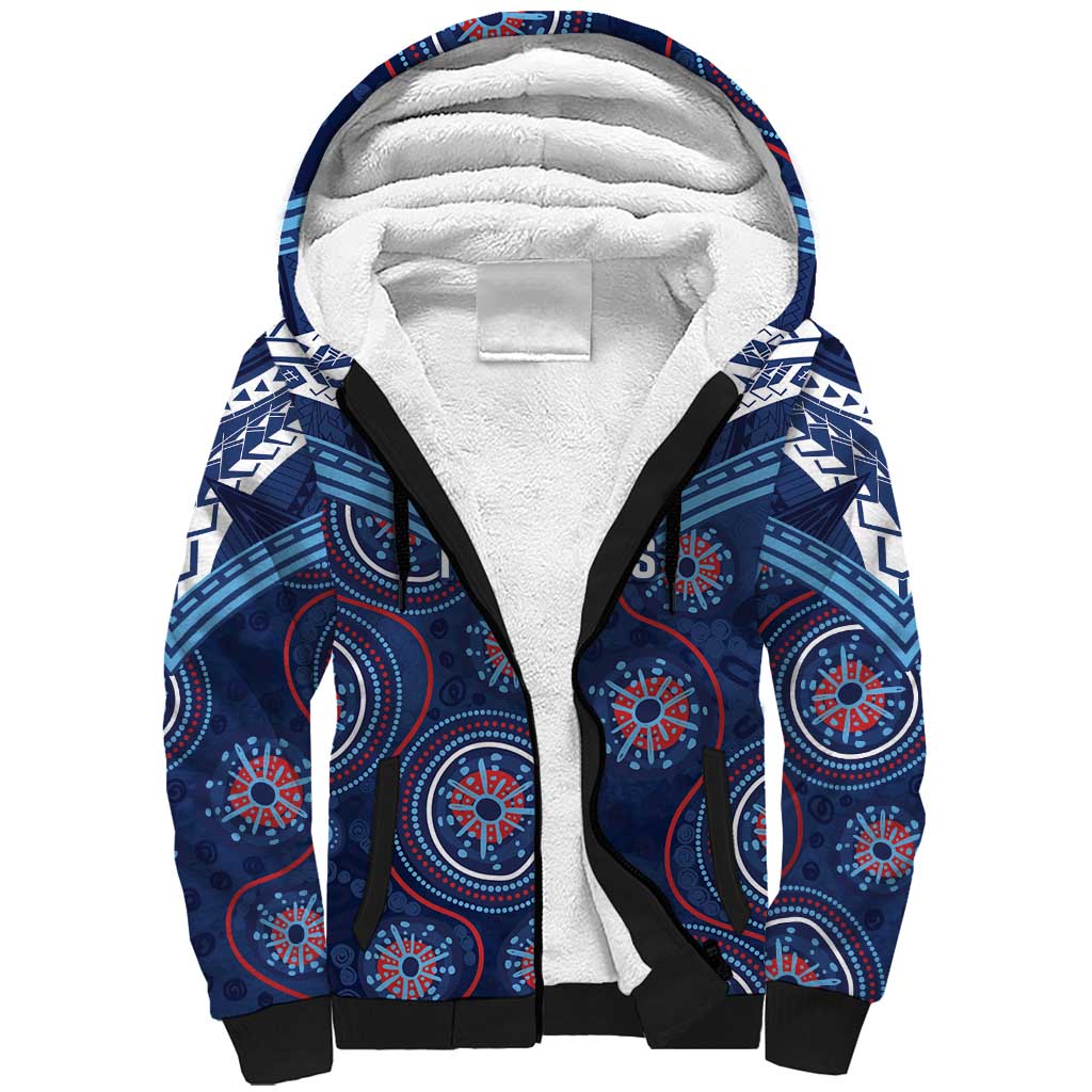 Personalized Australia NSW Blues Sherpa Hoodie Indigenous Aboriginal Mix Polynesian Motifs