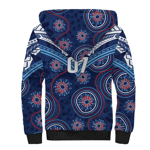 Personalized Australia NSW Blues Sherpa Hoodie Indigenous Aboriginal Mix Polynesian Motifs