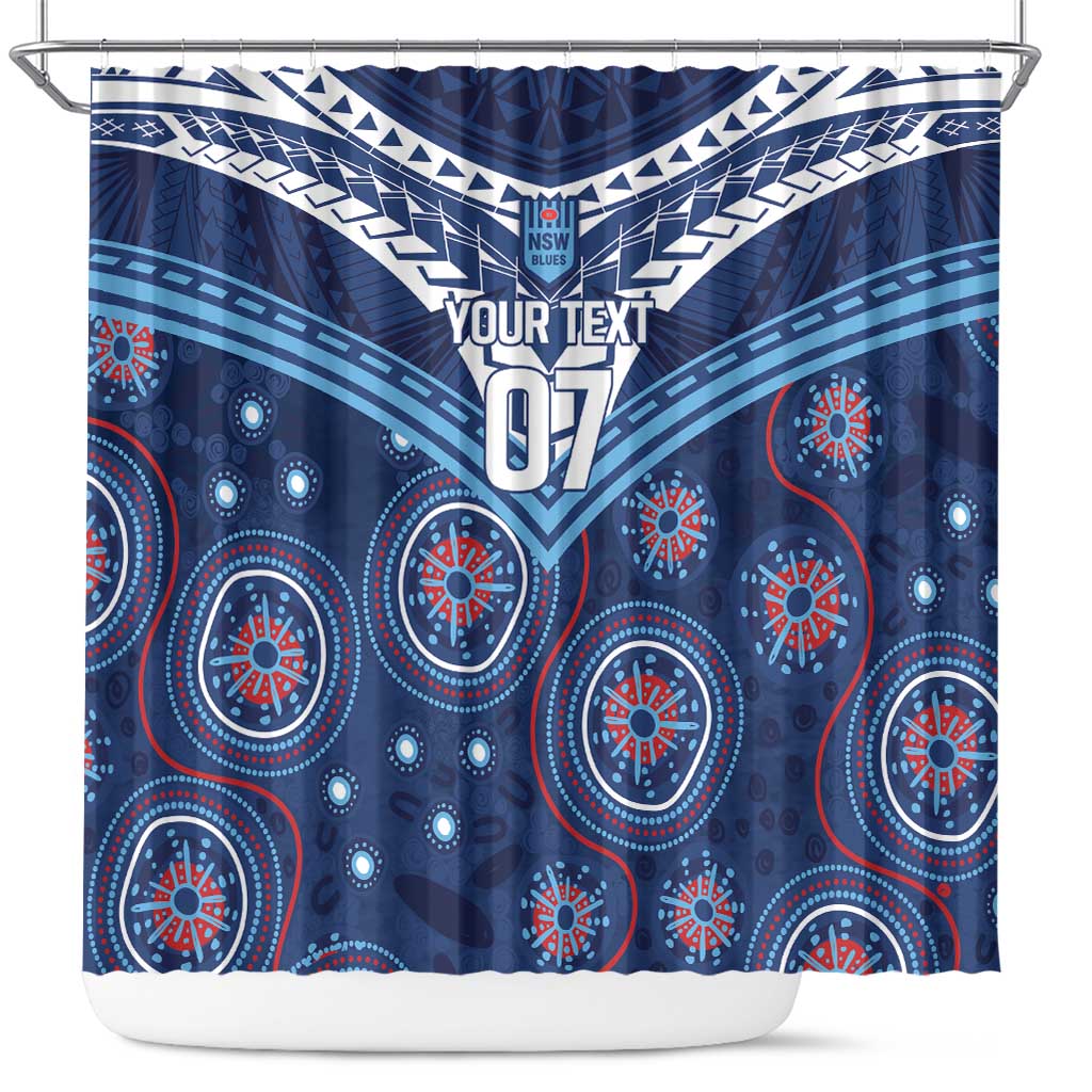 Personalized Australia NSW Blues Shower Curtain Indigenous Aboriginal Mix Polynesian Motifs