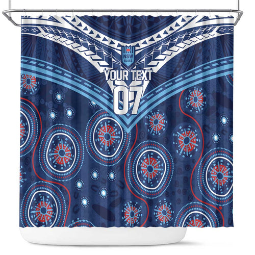 Personalized Australia NSW Blues Shower Curtain Indigenous Aboriginal Mix Polynesian Motifs
