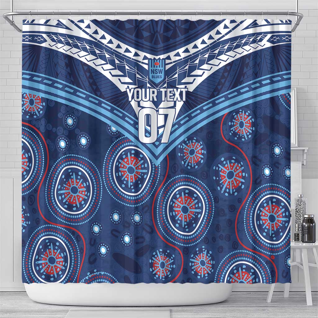 Personalized Australia NSW Blues Shower Curtain Indigenous Aboriginal Mix Polynesian Motifs