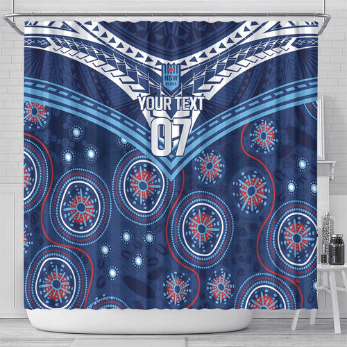 Personalized Australia NSW Blues Shower Curtain Indigenous Aboriginal Mix Polynesian Motifs