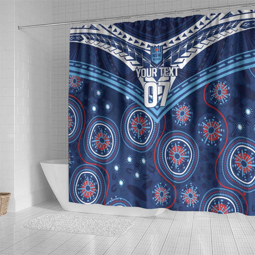 Personalized Australia NSW Blues Shower Curtain Indigenous Aboriginal Mix Polynesian Motifs
