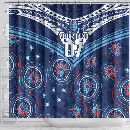 Personalized Australia NSW Blues Shower Curtain Indigenous Aboriginal Mix Polynesian Motifs
