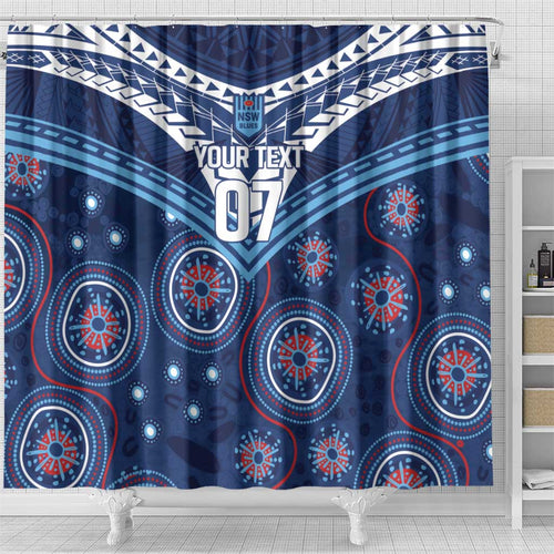 Personalized Australia NSW Blues Shower Curtain Indigenous Aboriginal Mix Polynesian Motifs