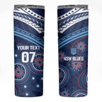 Personalized Australia NSW Blues Skinny Tumbler Indigenous Aboriginal Mix Polynesian Motifs
