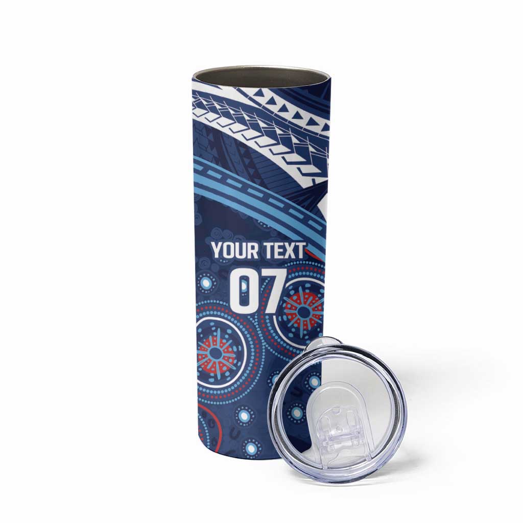 Personalized Australia NSW Blues Skinny Tumbler Indigenous Aboriginal Mix Polynesian Motifs