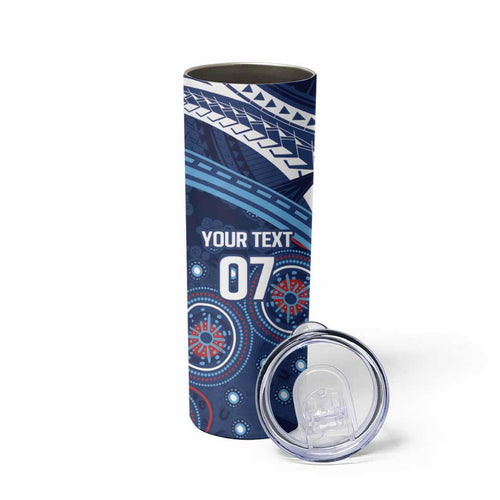 Personalized Australia NSW Blues Skinny Tumbler Indigenous Aboriginal Mix Polynesian Motifs