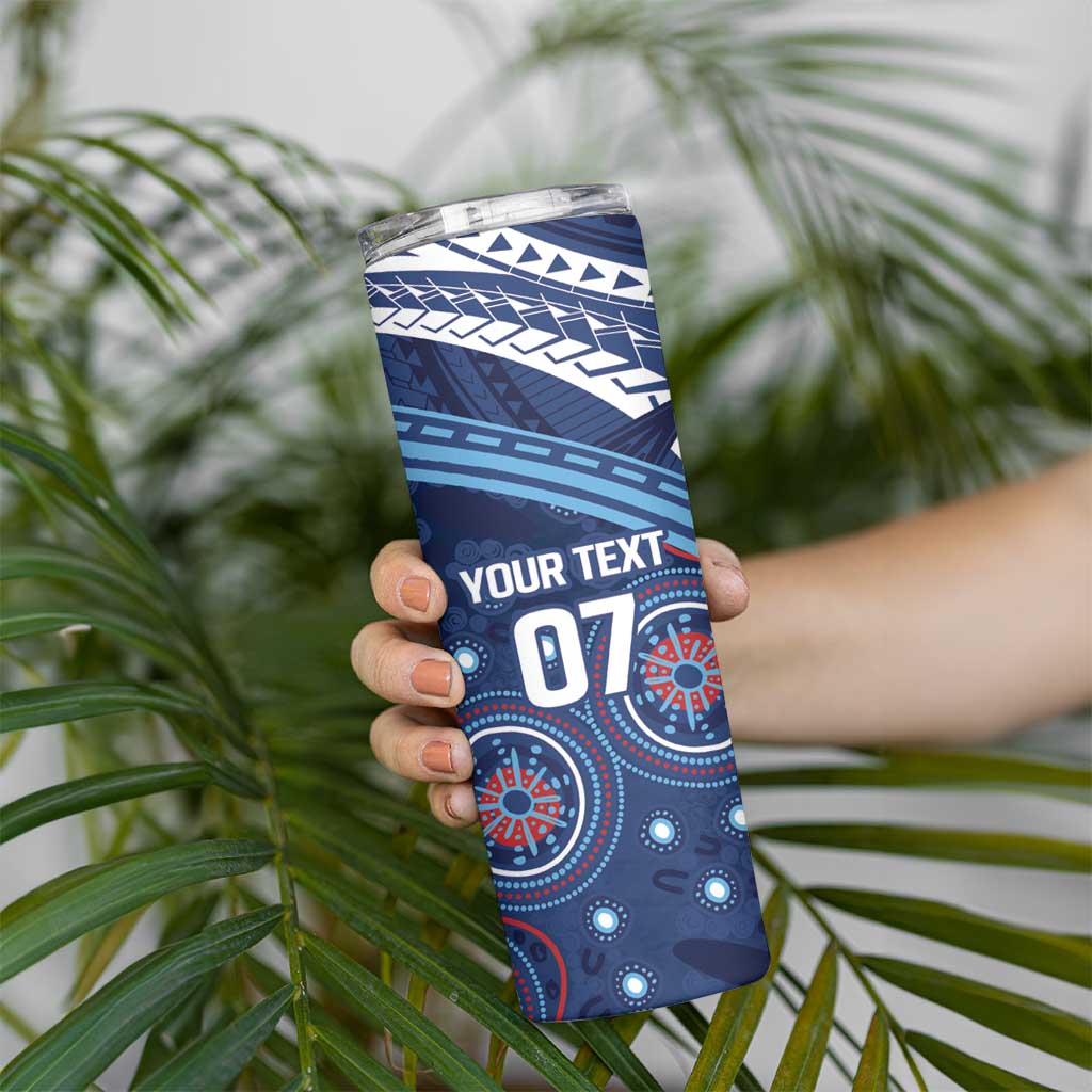 Personalized Australia NSW Blues Skinny Tumbler Indigenous Aboriginal Mix Polynesian Motifs