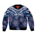 Personalized Australia NSW Blues Sleeve Zip Bomber Jacket Indigenous Aboriginal Mix Polynesian Motifs