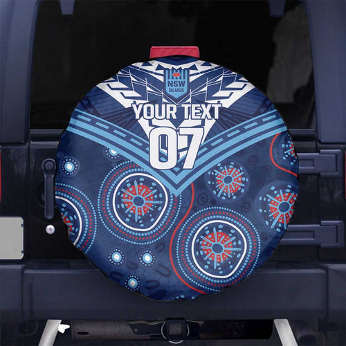 Personalized Australia NSW Blues Spare Tire Cover Indigenous Aboriginal Mix Polynesian Motifs