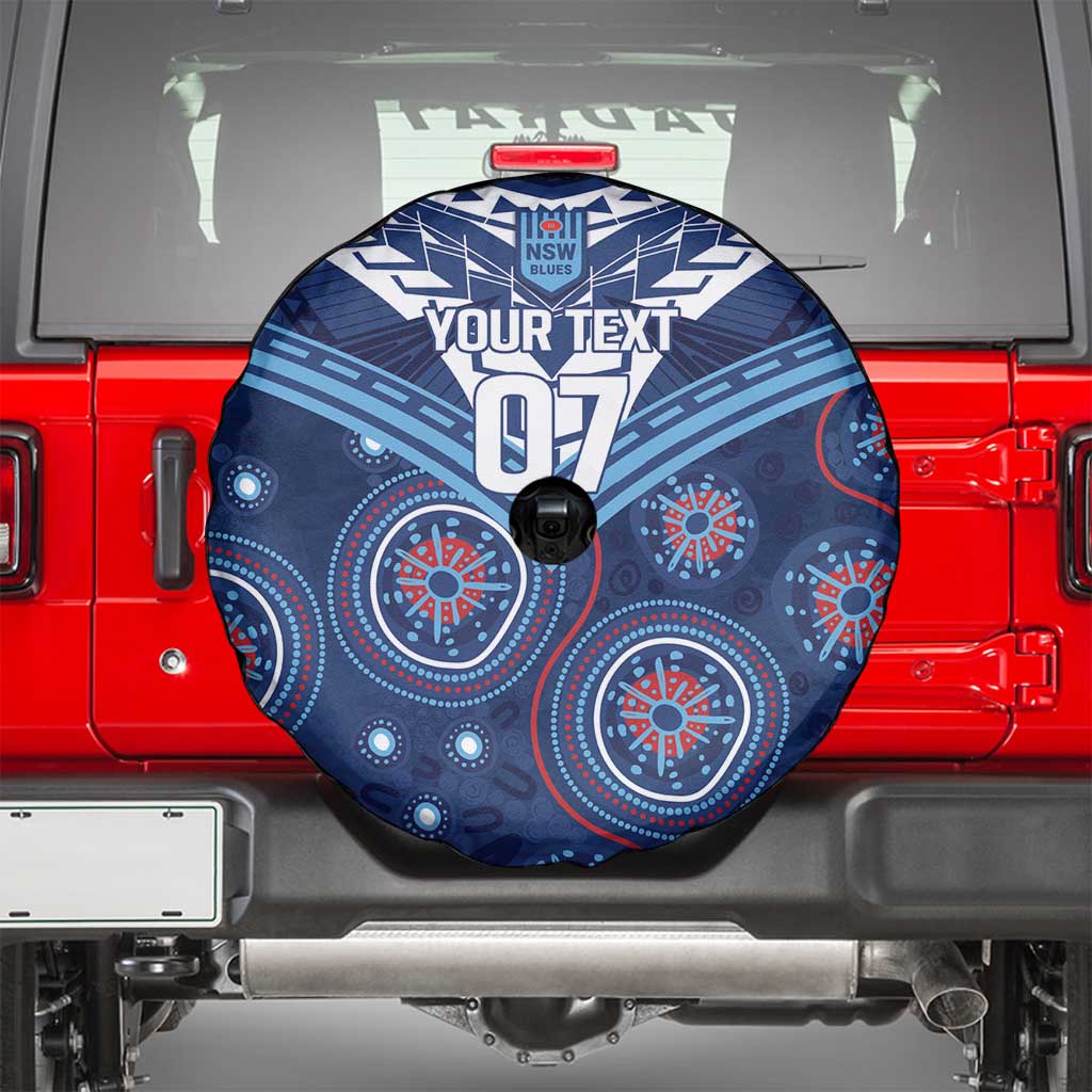 Personalized Australia NSW Blues Spare Tire Cover Indigenous Aboriginal Mix Polynesian Motifs