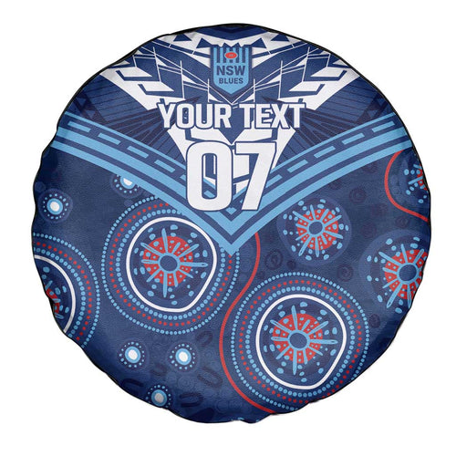 Personalized Australia NSW Blues Spare Tire Cover Indigenous Aboriginal Mix Polynesian Motifs