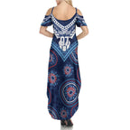 Personalized Australia NSW Blues Summer Maxi Dress Indigenous Aboriginal Mix Polynesian Motifs