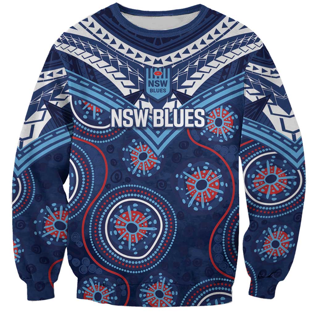 Personalized Australia NSW Blues Sweatshirt Indigenous Aboriginal Mix Polynesian Motifs