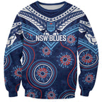 Personalized Australia NSW Blues Sweatshirt Indigenous Aboriginal Mix Polynesian Motifs