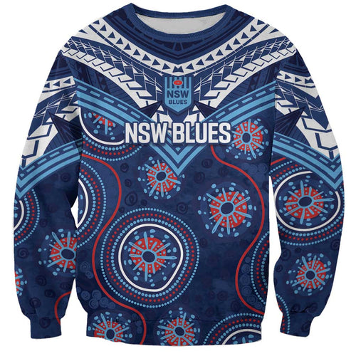 Personalized Australia NSW Blues Sweatshirt Indigenous Aboriginal Mix Polynesian Motifs