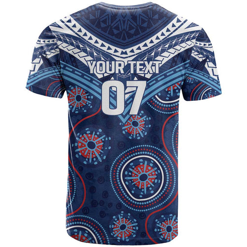 Personalized Australia NSW Blues T Shirt Indigenous Aboriginal Mix Polynesian Motifs