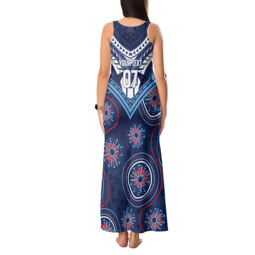 Personalized Australia NSW Blues Tank Maxi Dress Indigenous Aboriginal Mix Polynesian Motifs